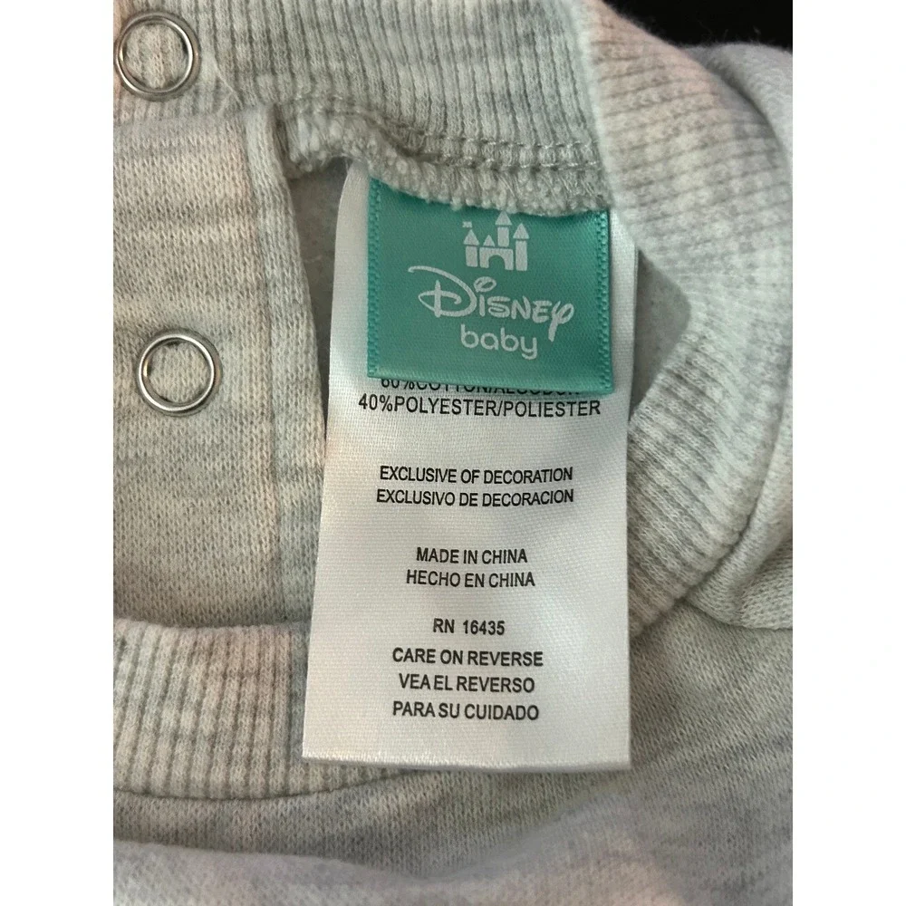 Disney Baby Mickey Mouse Gray Raglan Sweatshirt 3-6 Months Fleece Pullover 1349